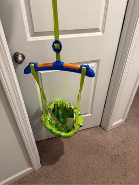Kids Doorway Jumper in Bright Green and Blue - Baby Activity Seat